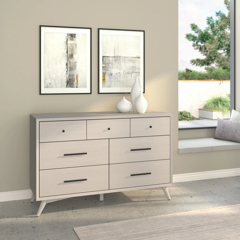 Alpine Furniture Grey Flynn Mid Century Modern 7 Drawer Dresser 966G-03