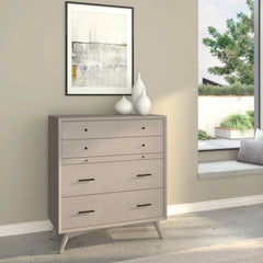 Alpine Furniture Grey Flynn 4 Drawer Multifunction Chest w/ PO Tray 966G-05