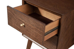 Alpine Furniture Walnut Flynn Mid Century Modern 2 Drawer Nightstand 966WAL-02