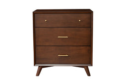 Alpine Furniture Walnut Flynn Mid Century Modern 3 Drawer Small Chest 966WAL-04