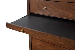 Alpine Furniture Walnut Flynn 4 Drawer Multifunction Chest w/ PO Tray 966WAL-05