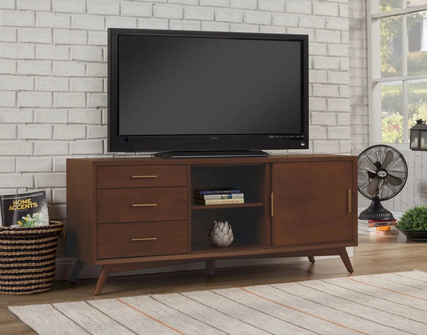 Alpine Furniture Walnut Flynn Large TV Console 966WAL-10