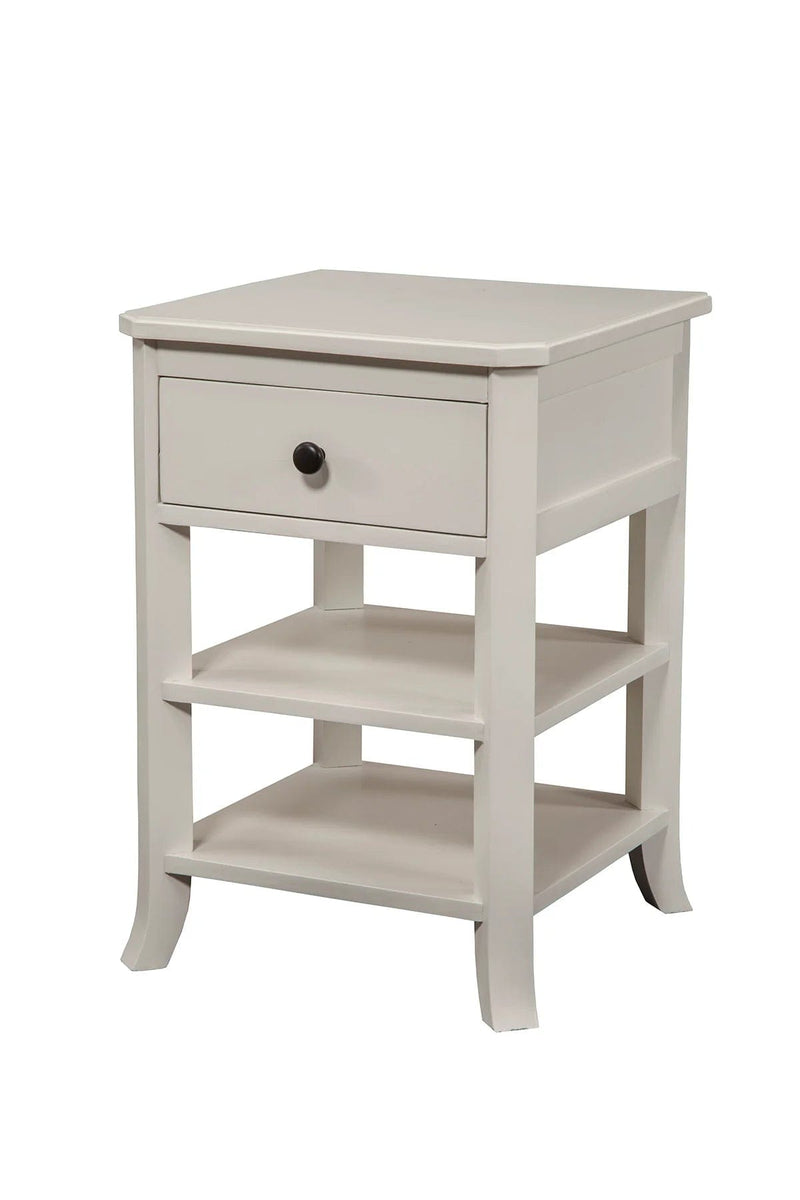 Alpine Furniture White Baker 1 Drawer Nightstand w/2 Shelves 977-W-02