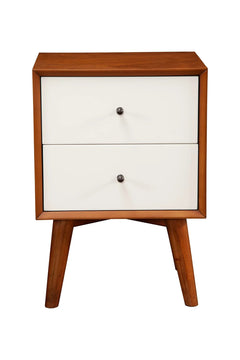 Alpine Furniture Acorn/White Flynn 2 Drawer Two Tone Nightstand 999-02