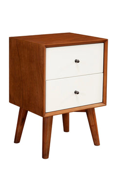 Alpine Furniture Acorn/White Flynn 2 Drawer Two Tone Nightstand 999-02