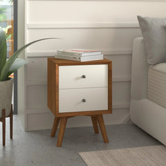 Alpine Furniture Acorn/White Flynn 2 Drawer Two Tone Nightstand 999-02