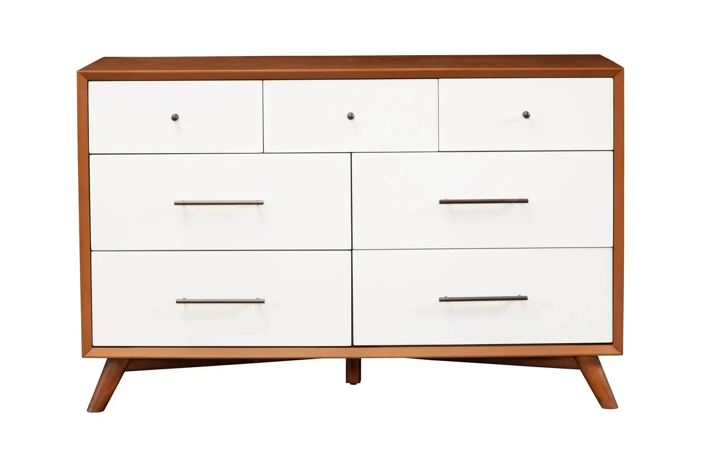 Alpine Furniture Acorn/White Flynn 7 Drawer Two Tone Dresser 999-03
