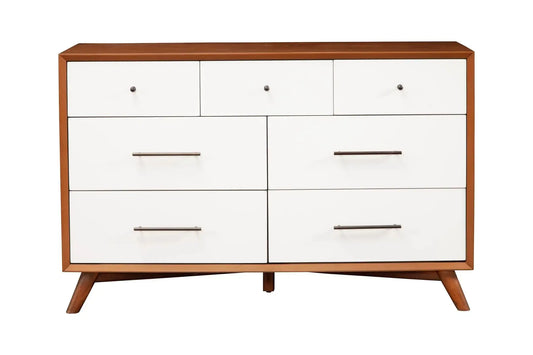 Alpine Furniture Acorn/White Flynn 7 Drawer Two Tone Dresser 999-03