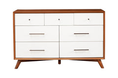 Alpine Furniture Acorn/White Flynn 7 Drawer Two Tone Dresser 999-03