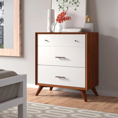 Alpine Furniture Acorn/White Flynn 3 Drawer Two Tone Small Chest 999-04