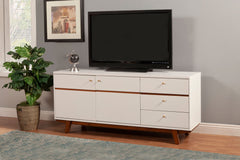 Alpine Furniture Dakota White TV Console with Acorn Accents 1974-10