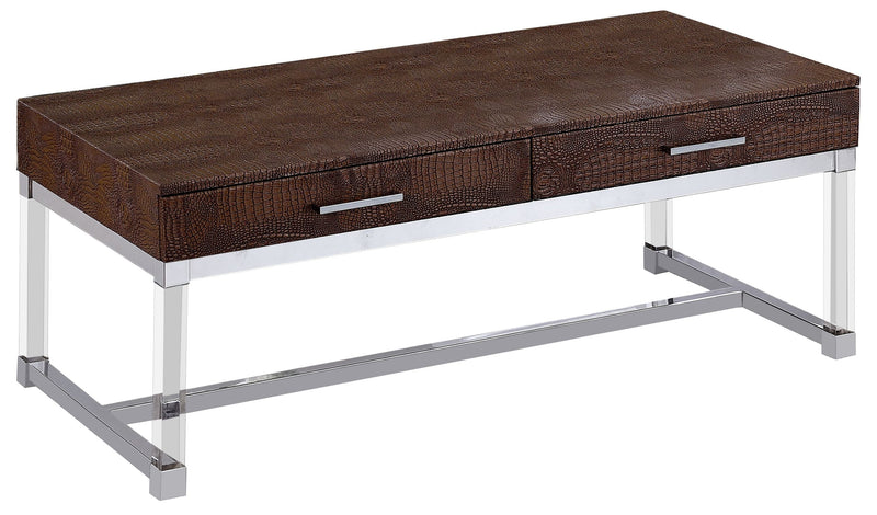 Furniture of America Dundy Brown 2-Drawer Coffee Table IDF-4380BR-C