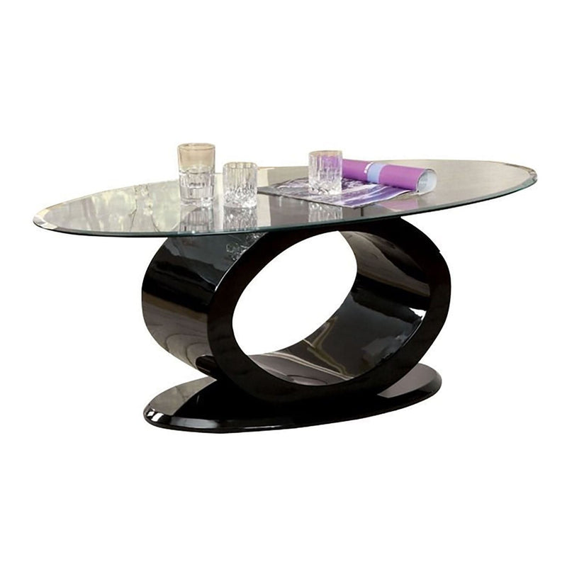 Furniture of America Lyndie Contemporary Glass Top Coffee Table IDF-4825BK-C