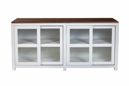 Alpine Furniture White & Brown Donham Large Display Cabinet 3737-68