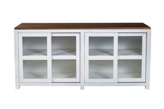 Alpine Furniture White & Brown Donham Large Display Cabinet 3737-68