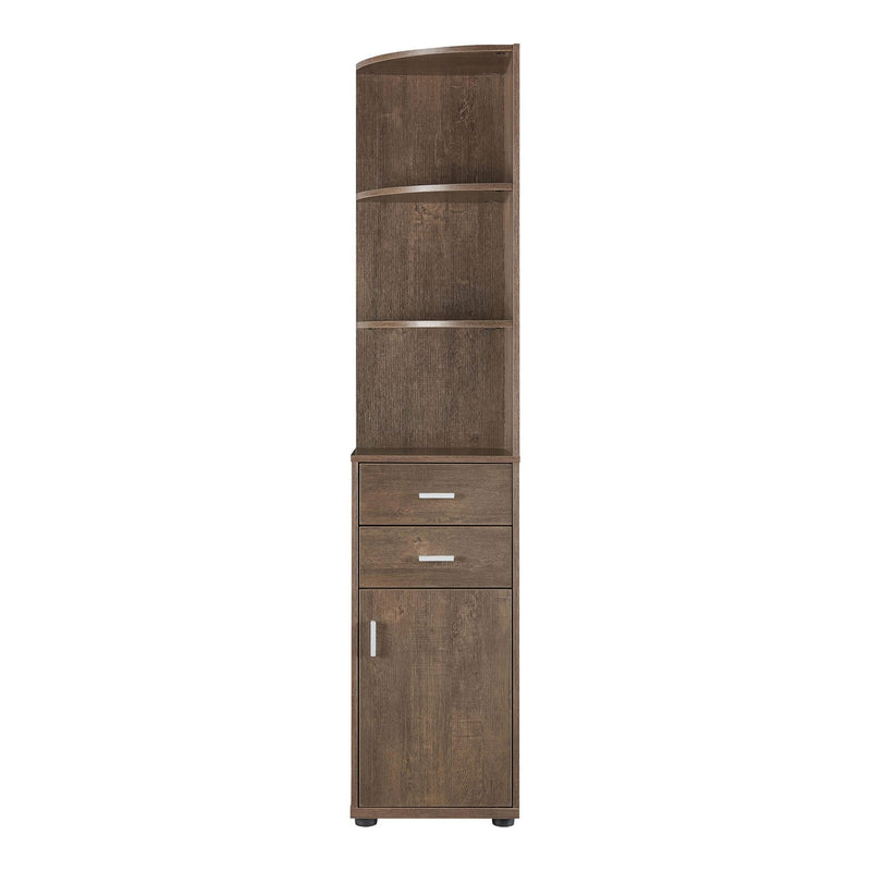 Furniture of America Ingol Walnut Oak 3-Shelf Corner Bookcase IDI-202683