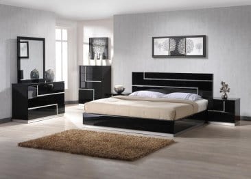 J&M Furniture Lucca Black Bedroom Set 6PC King 17685-K-6PC