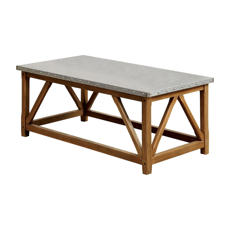 Furniture of America Lori Industrial Wood Iron Top Coffee Table IDF-4533C