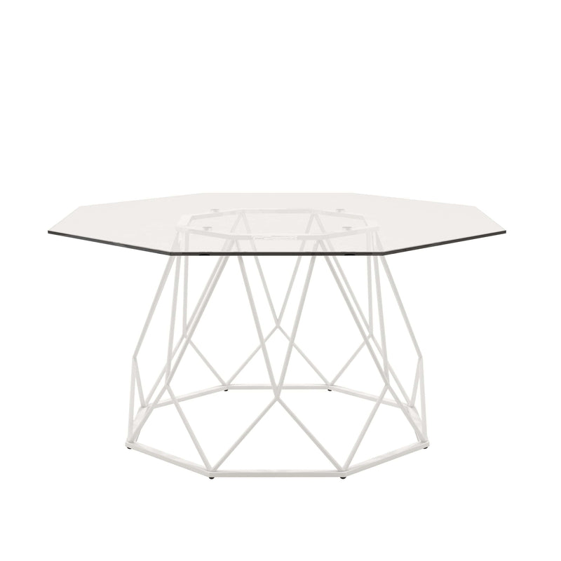 Furniture of Americas Growder Glass Top Coffee Table in White IDF-4374WH-C