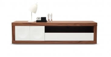 J&M Furniture Prato White & Walnut Modern Tv Base 18092