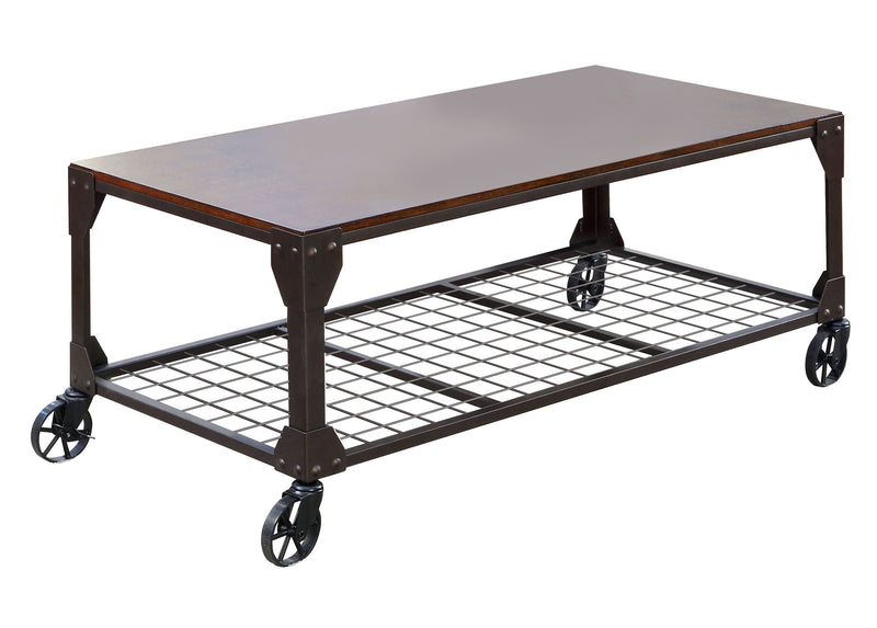 Furniture of America Katy Industrial Coffee Table with Casters IDF-4111C