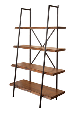 Alpine Furniture Live Edge Light Walnut 4 Shelf Bookshelf 1968-69