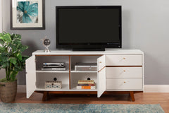 Alpine Furniture Dakota White TV Console with Acorn Accents 1974-10