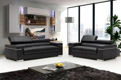 J&M Furniture Black Leather Soho Sofa 17655111-S-BK