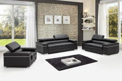 J&M Furniture Black Leather Soho Sofa 17655111-S-BK