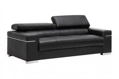 J&M Furniture Black Leather Soho Sofa 17655111-S-BK