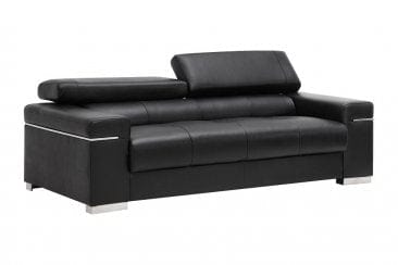 J&M Furniture Black Leather Soho Sofa 17655111-S-BK