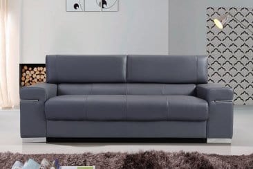 J&M Furniture Grey Leather Soho Sofa 176551113-S-GR