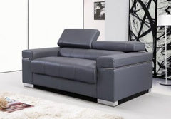 J&M Furniture Grey Leather Soho Sofa 176551113-S-GR