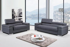 J&M Furniture Grey Leather Soho Sofa 176551113-S-GR