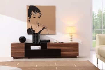 J&M Furniture TV Stand 015 in Walnut & Black High Gloss 17758