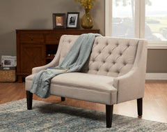 Alpine Furniture Posh Light Grey Upholstered Button Tufted Bench 8098-2