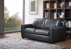 J&M Furniture Black Leather Ventura Sofa Bed 18232