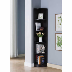 ID USA Red Cocoa 5-Shelves Corner Bookcase 111-5C