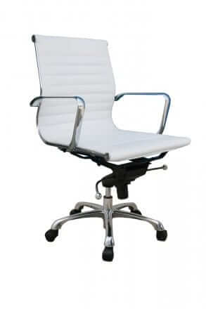 J&M Furniture White Comfy Low Back Office Chair 176521