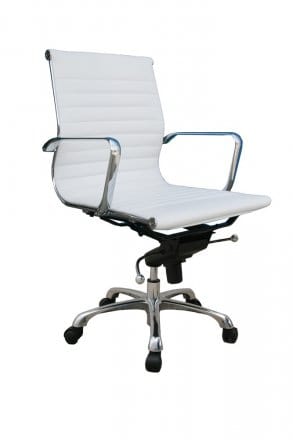 J&M Furniture White Comfy Low Back Office Chair 176521