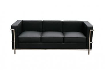 J&M Furniture Black Cour Italian Leather Sofa 176551-S-BK