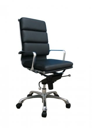 J&M Furniture Black Plush High Back Office Chair 17647