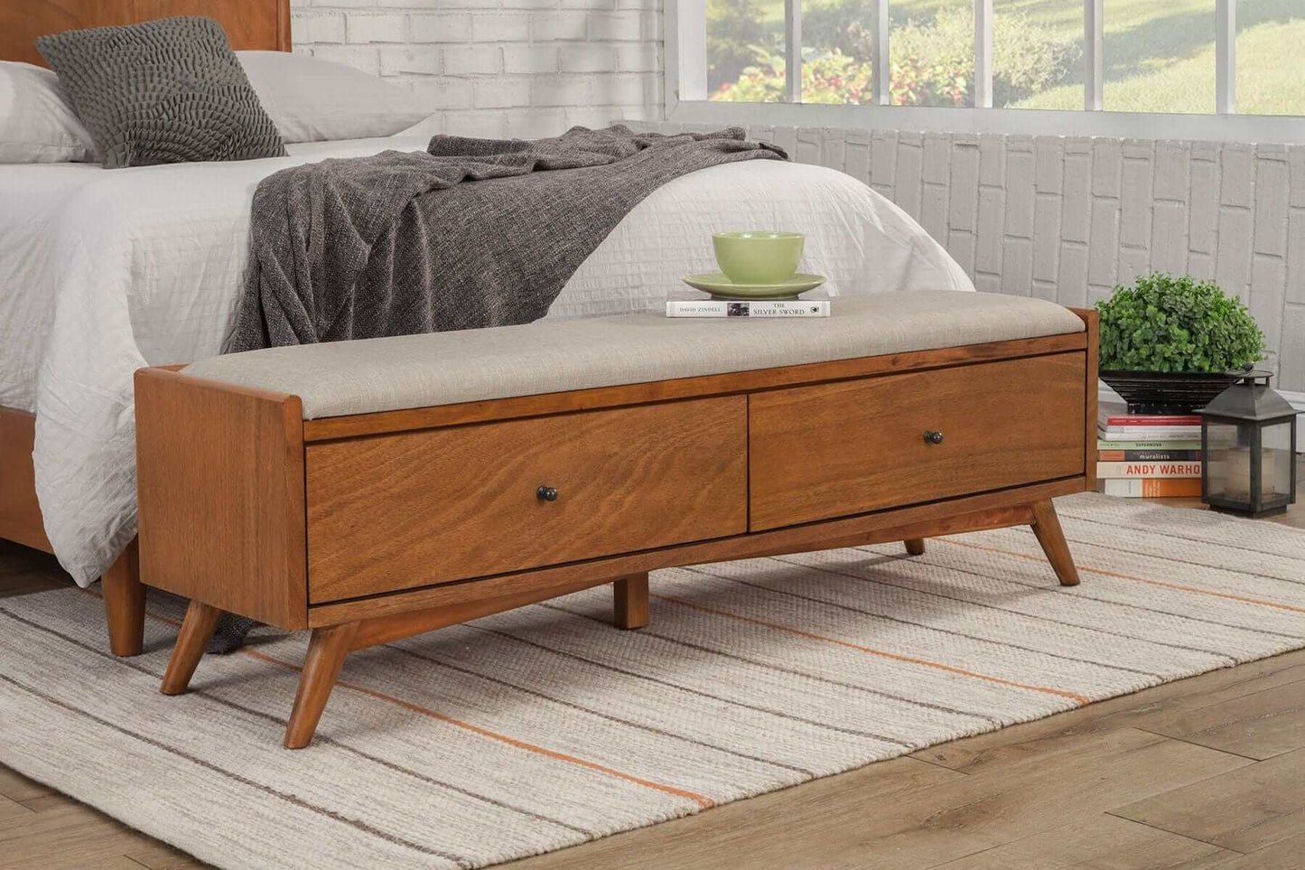 Alpine Furniture Flynn Acorn Bench 966-12