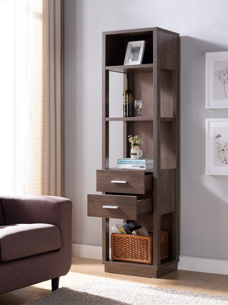 ID USA Walnut Oak 4-Shelves Media Tower 182343P