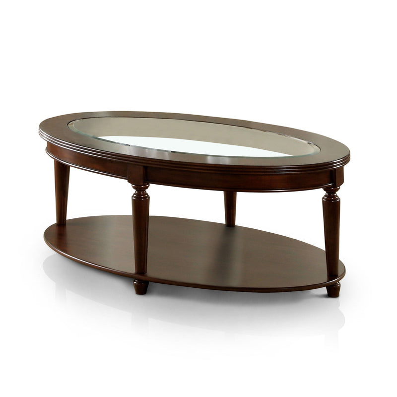 Furniture of America Canello Cherry Oval Coffee Table IDF-4131OC