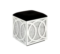 ACME Noralie Mirrored & Faux Diamonds Ottoman W/Storage AC00529