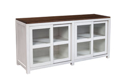 Alpine Furniture White & Brown Donham Large Display Cabinet 3737-68