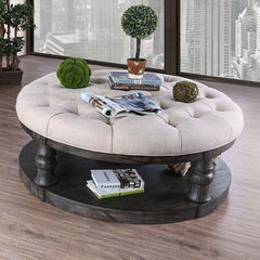 Furniture of America Cintra Rustic Cushion Top Coffee Table IDF-4424GY-F-C