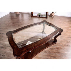 Furniture of America Kogan Dark Oak Wood Coffee Table IDF-4428C