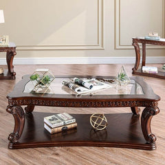 Furniture of America Kogan Dark Oak Wood Coffee Table IDF-4428C